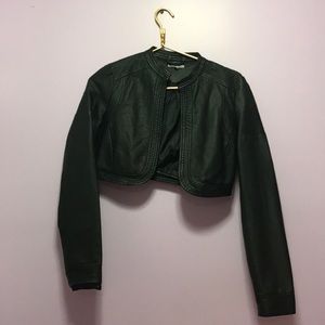 faux leather cropped jacket
